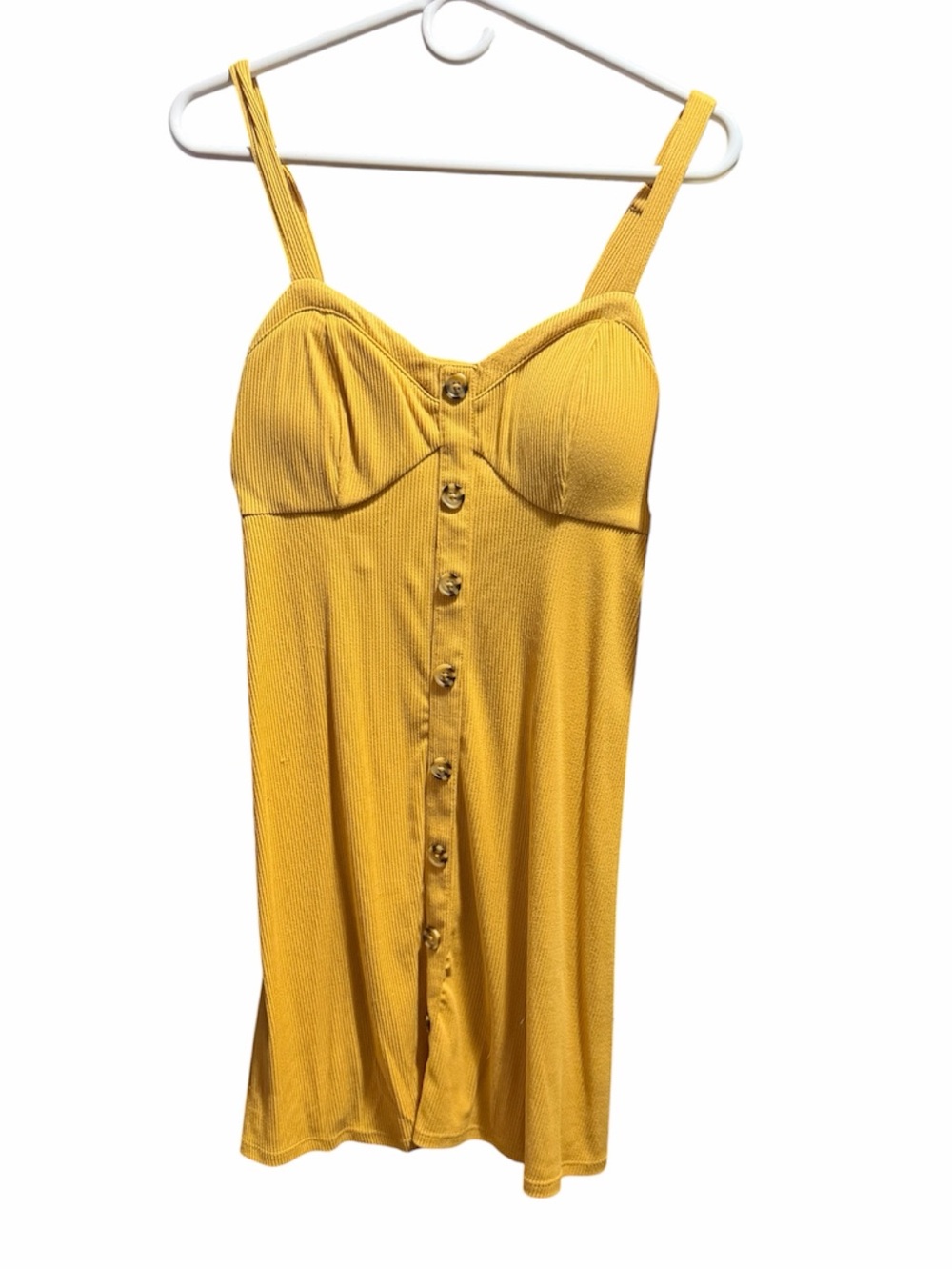 No Boundaries Mustard Yellow faux Button Down Sundress Juniors Size Large 11/13